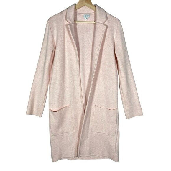 J CREW Open Front Long Sweater Blazer Jacket Women S Coatigan Pink Knit Coat - Picture 1 of 10